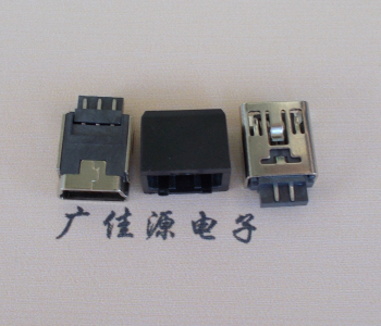 惠州MINI USB 5Pin接口 带护套焊线母座 B型180度铜壳