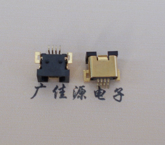 惠州MINI USB贴片式 双防呆迷你 有柱4p母座外壳镀金