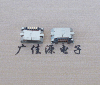 惠州Micro USB平口全贴板 鱼叉脚5.0长带定位柱加焊盘