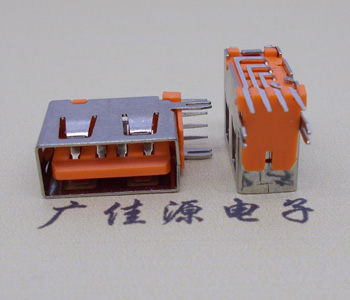 惠州USB 短体10.0接口 侧插4p母座 橙色胶芯鱼叉脚直边
