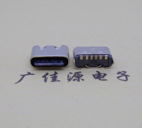 惠州Type-C6p母座接口短体立贴5.0mm