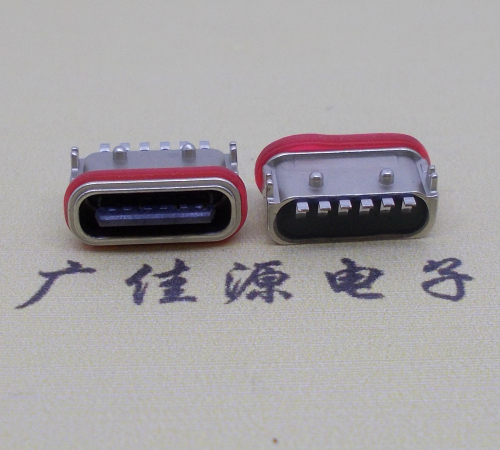 惠州防水Type-C6p母座卧式贴片连接器