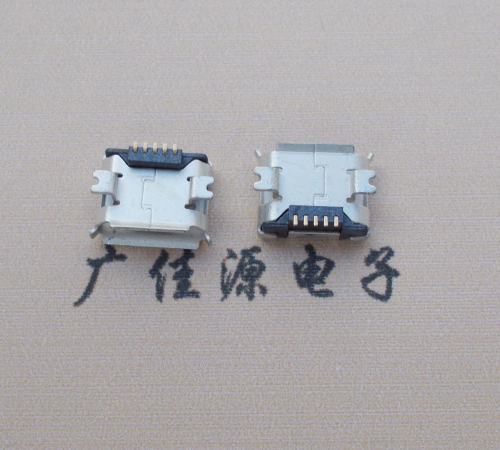 惠州Micro USB 5PIN接口,B型垫高0.9mm鱼叉脚贴片雾锡卷边
