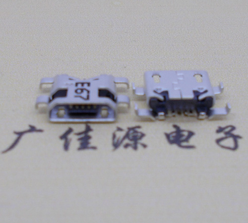 惠州Micro usb 反向沉板1.2mm接口四脚插直边无导位