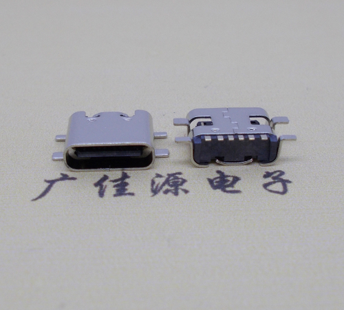 惠州Type-C6P母座四脚全贴无弹片连接器