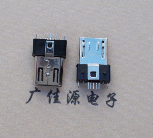 惠州MICRO USB 5P公头B型SMT贴板带柱