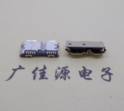惠州micro usb 3.0母座双接口10pin卷边两个固定脚 