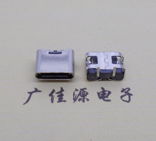 惠州type c2p母座卧式板上形四脚插板连接器仅充电功能，电流可定制