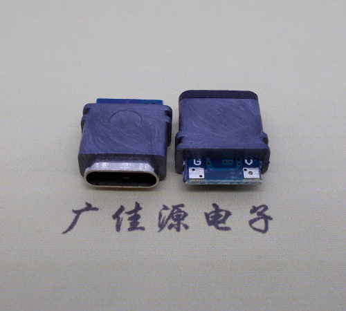 惠州立式type c2p母座防水焊线充电接口