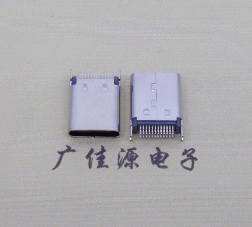 惠州立式usb type c24p夹板母座连接器 夹板距离0.8mm高度10.5mm插脚为鱼叉脚 
