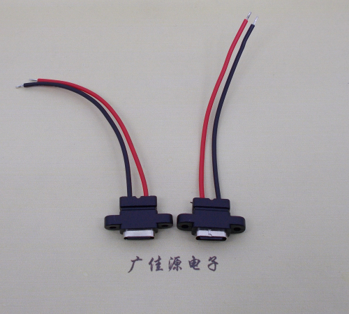 惠州简易type c2p防水母座带螺丝孔焊线式带线