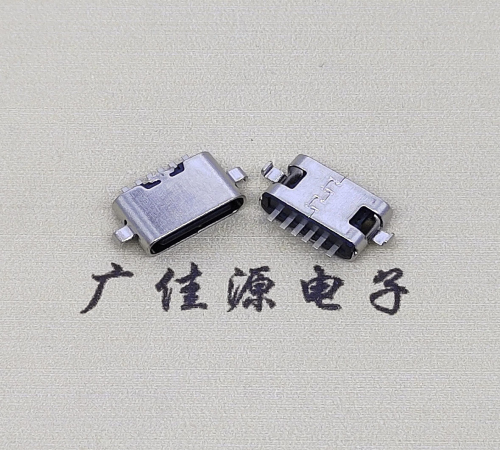 惠州type c6p母座接口 沉板0.8mm 两脚插板引脚定义  